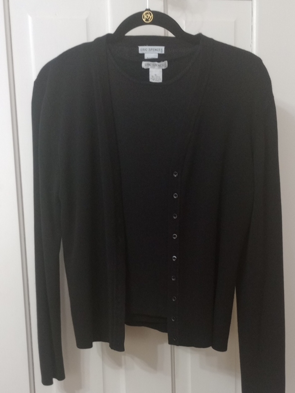 VTG ERIC SPENCER Black Button-Front Cardigan Sweater And Tank